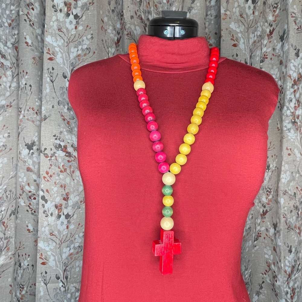 Pre-Treasured: Beaded Unisex Cross Necklace